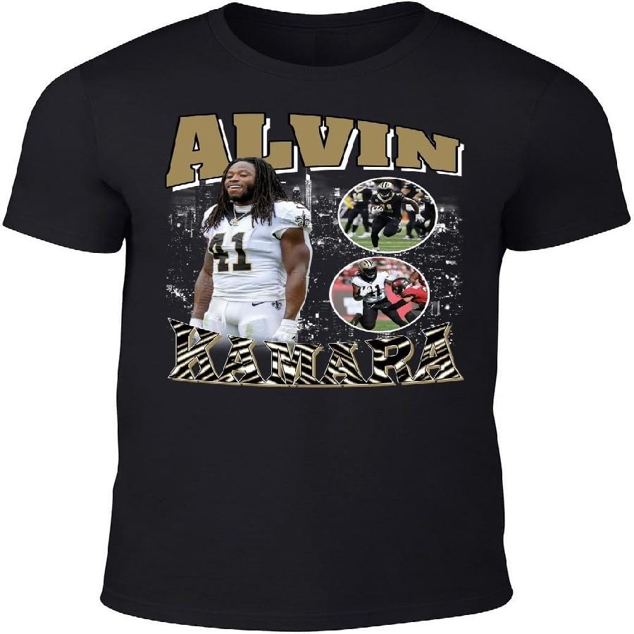 DTGVirgil Black New Orleans Alvin Kamara Bootleg Style Throwback Style T-Shirt Men s Adult S