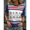 Sommer Rundhals Amerikanische Flagge Thema Muster 3D Druck Top Modische Lässige Kurzarm Damen T-Shirts