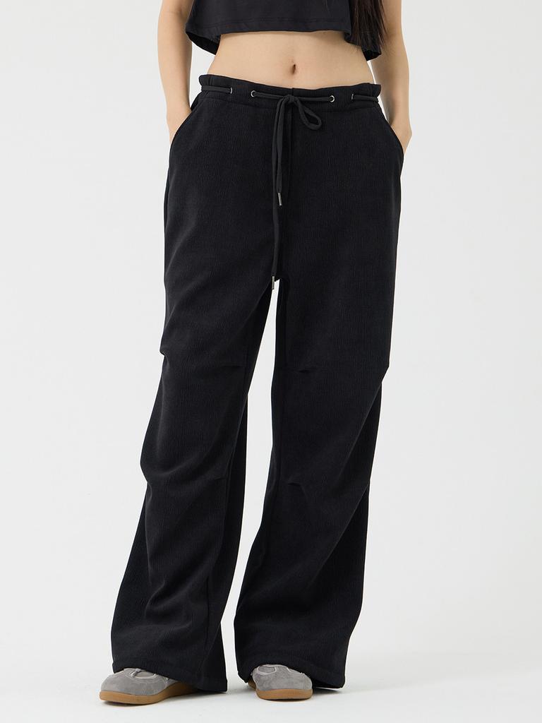 Beidipi Tuck Non-Obi Low-Rise Pants, Black