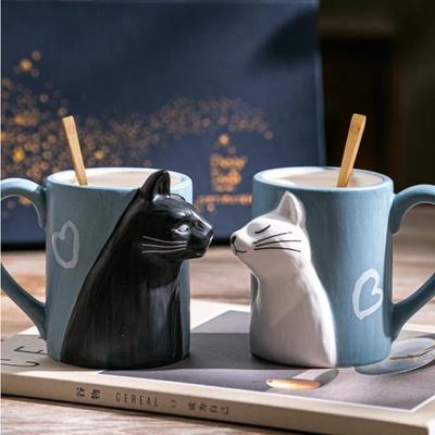 Niedliche Keramik-Katzentasse für Paare – Kaffee, Tee & Zahnbürstenbecher, Niedliches Geschenk für Katzenliebhaber & Paare