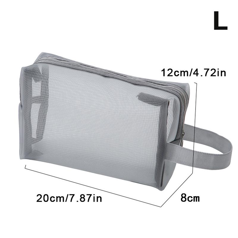 Nylon Black Mesh Cosmetic Bag Handbag Zipper Office Student Pen Bag Multifunctional Storage Bag Different Sizes