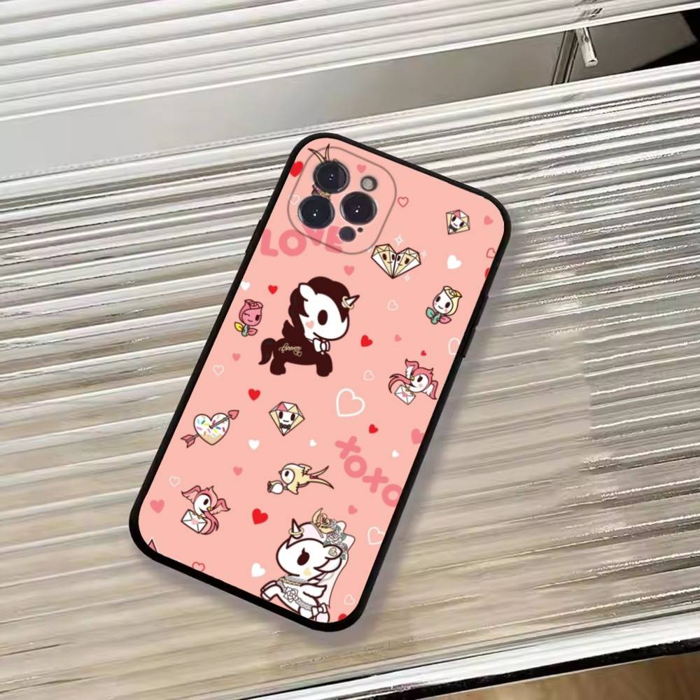 Japan T-Tokidokis Phone Case For iPhone 17,16,15,14,13,12,11 Plus,Pro Max,XS,Soft Silicone Black Cover