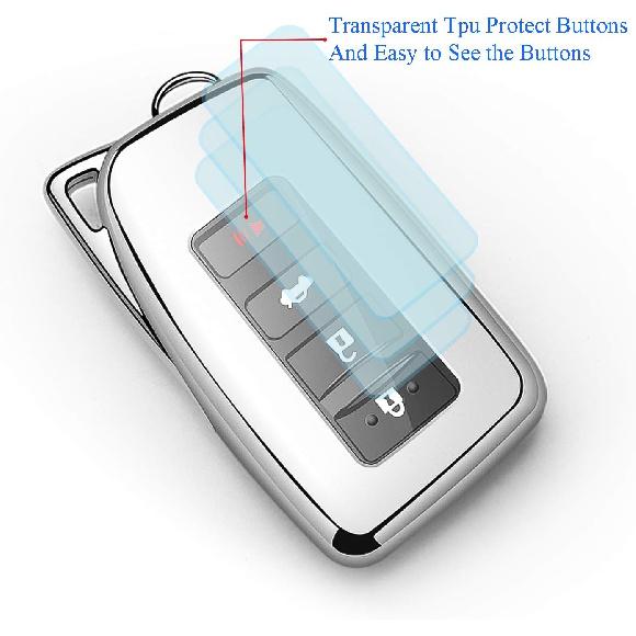 Autophone Compatible With Lexus Key Fob Cover With Keychain Soft TPU 360 Degree Protection Key Shell Case For 2013-2017 RX ES GS LS NX RS GX LX RC LC