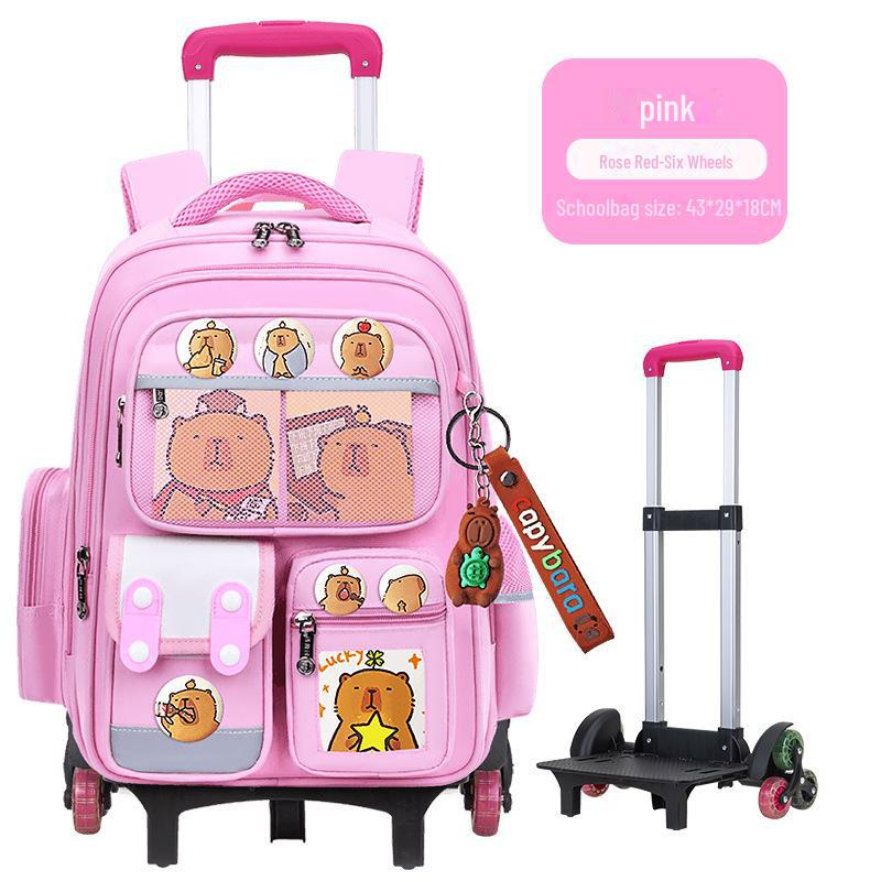 « Cartables à roulettes de grande capacité pour les élèves de 2e, 3e et 6e année - Conception Card Bara pour réduire la charge de transport »