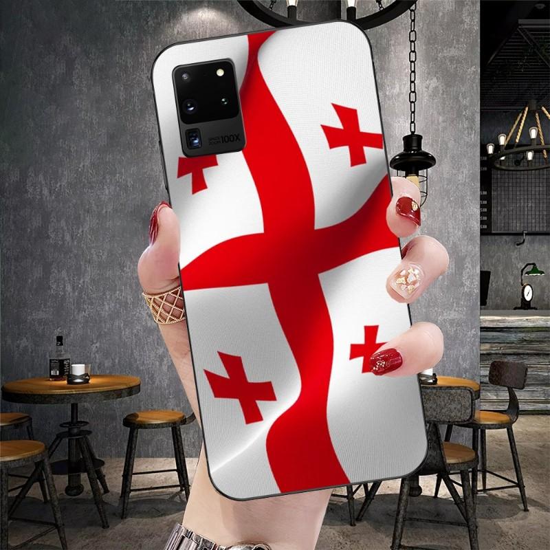Georgia Flag Phone Case For Samsung Galaxy S6 S7 S8 S9 S10 S21 S22 Plus Ultra Soft Black Phone Cover