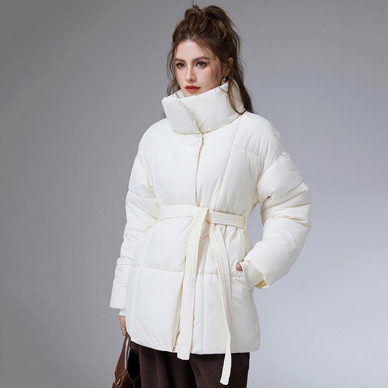 Winter new cotton-padded clothes, stand-up collar belt, thin women's loose and versatile cotton-padded jackets, fashionable cotton-padded clothes, wo