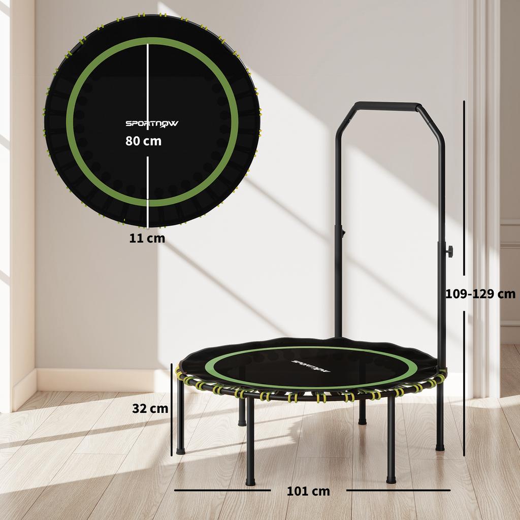 40" Foldable Fitness Trampoline Rebounder with Handle, Green