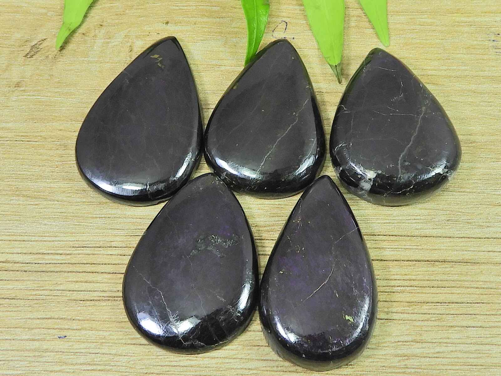 

Natural Purpurite 5Pcs Pear Shape Cabochon Loose Gemstone Lot 31-35MM 203Cts RQ-2725