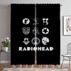 Radiohead Cortinas para Dormitorio Cortinas Modernas para Sala de Estar 2 Piezas Decoración de Halloween Visillos Cortina Blackout Separador Niño
