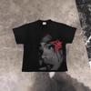 Heavyweight Cotton Oversize T-Shirt Unisex Women 5-Star Face Print Y2K Style Casual Short Sleeve