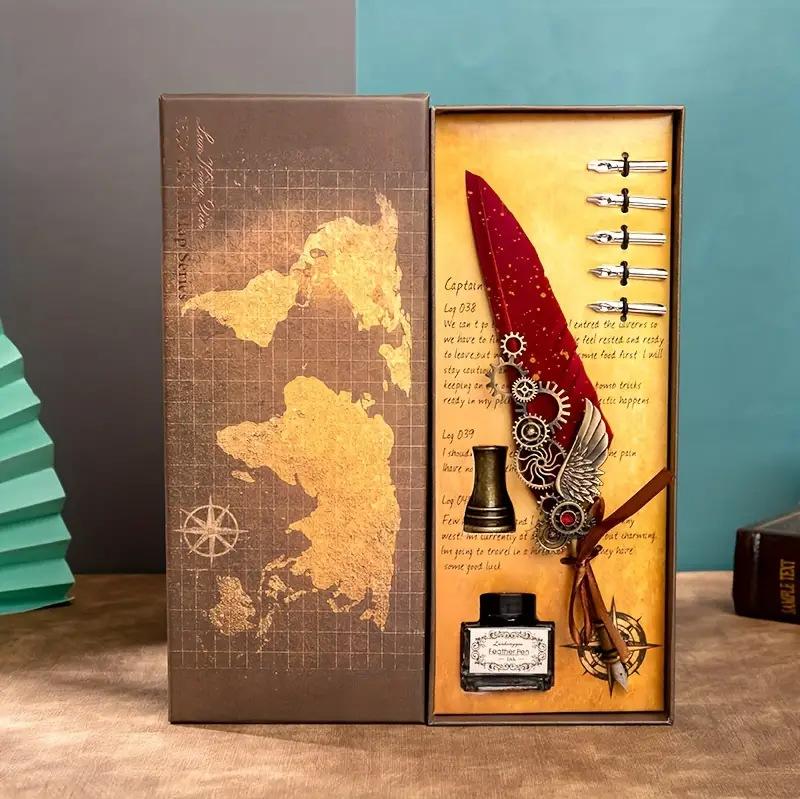 Vintage Mechanical Punk Wind Quill Set Gothic Replacement Nib Dipped In Ink Pen