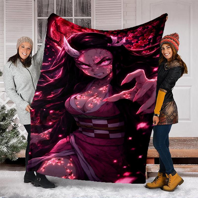 1pc nezouko5 Theme Blanket - Digital Print, Polyester, Cozy for All Seasons, Perfect for Outdoor, and Travel