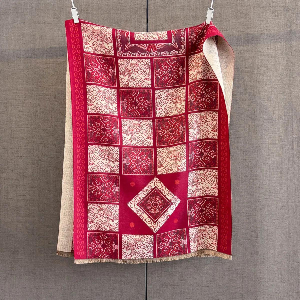 

Thick Cashmere Blanket Women Scarf Warm Pashmina Shawl Winter Wraps Bufanda Print New Design Poncho Echarpe Female Bufandas 185x65cm