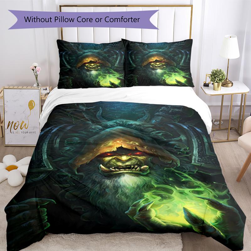 3pcs World of Warcraft Characters2 Pattern Bedding Set Duvet Cover Set Includes Duvet Cover &pillowcases, Perfect All Season Bedroom Decoration & Gift