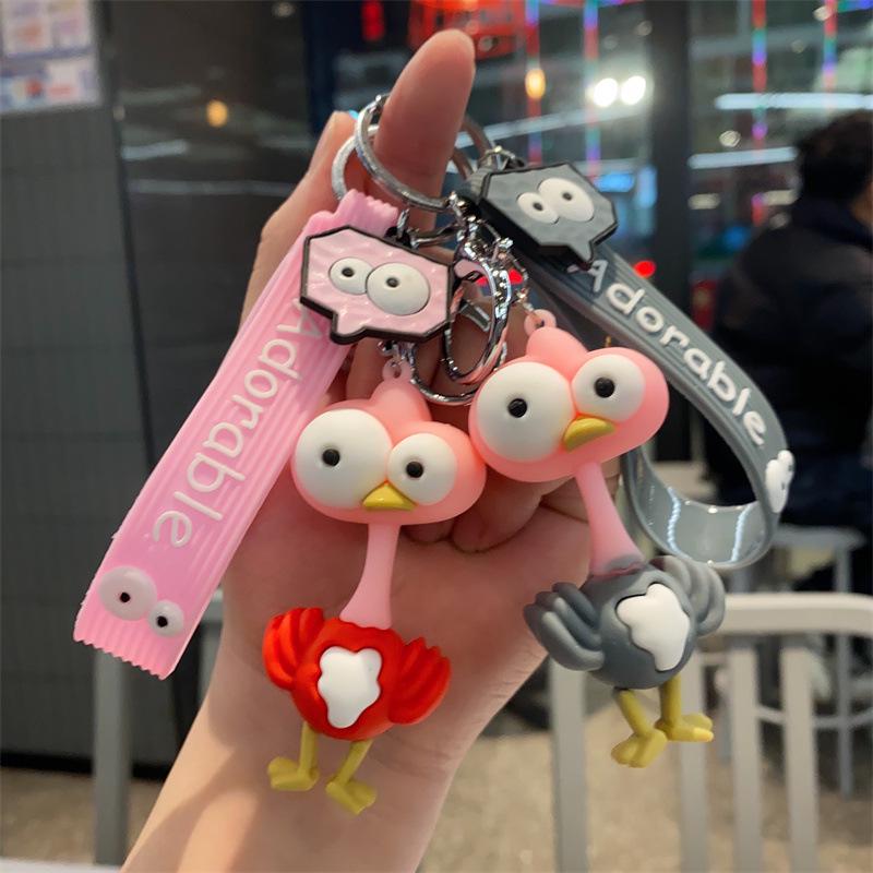 Cute Pop-Eyed Giraffe Keychain - Cartoon Animal Epoxy Bag Pendant