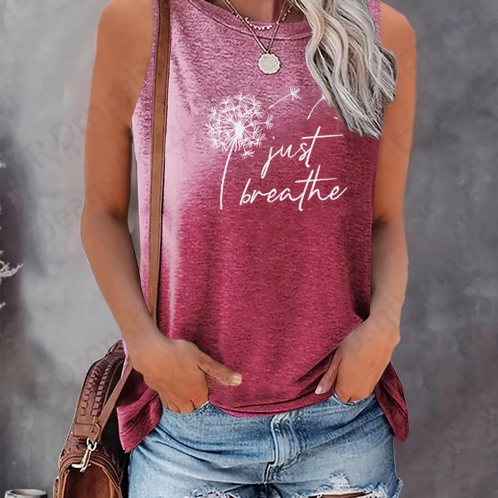 Dandelion 3d Print Tank Tops Women's Fashion Crew Neck Sleeveless Tanks Tops Casual Tops Tees Women's Clothing Letter 2024