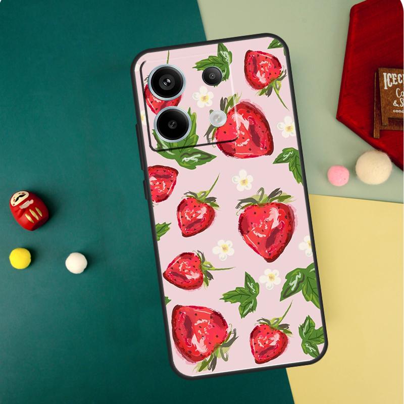 Strawberry Case For Xiaomi Redmi Note 13 Pro 14 12 11 10 15 Pro Plus Redmi 15 14C 13C 10C 12C 15C Funda