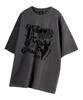 MOZMOZ Pigment Dancing Cat Oversized Short Sleeve T-Shirt Charcoal
