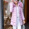 Women Hooded Outwear Warm Coat Long Thick  Collar Cotton Slim Jacket