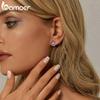 BAMOER Purple Flower Earrings for Women, 925 Sterling Silver Cute Plumeria Cherry Blossom Hypoallergenic Stud Earrings For Girl