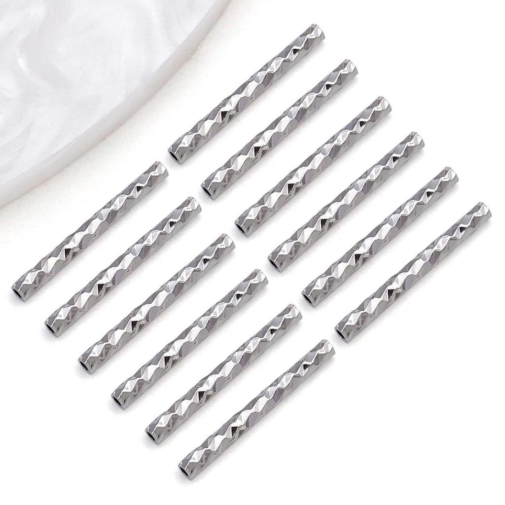 18K Gold-Plated Faceted Starry Tube Beads for DIY Jewelry Making