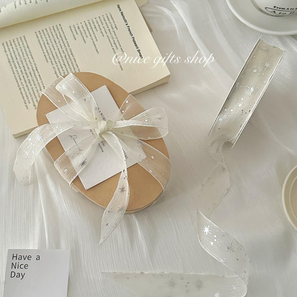 Kreatives 10 Yards Silber Sternband 2,5 cm Geschenkverpackung Sträuße Glitzer Schnee Band Glitzer Blume Verpackungsband