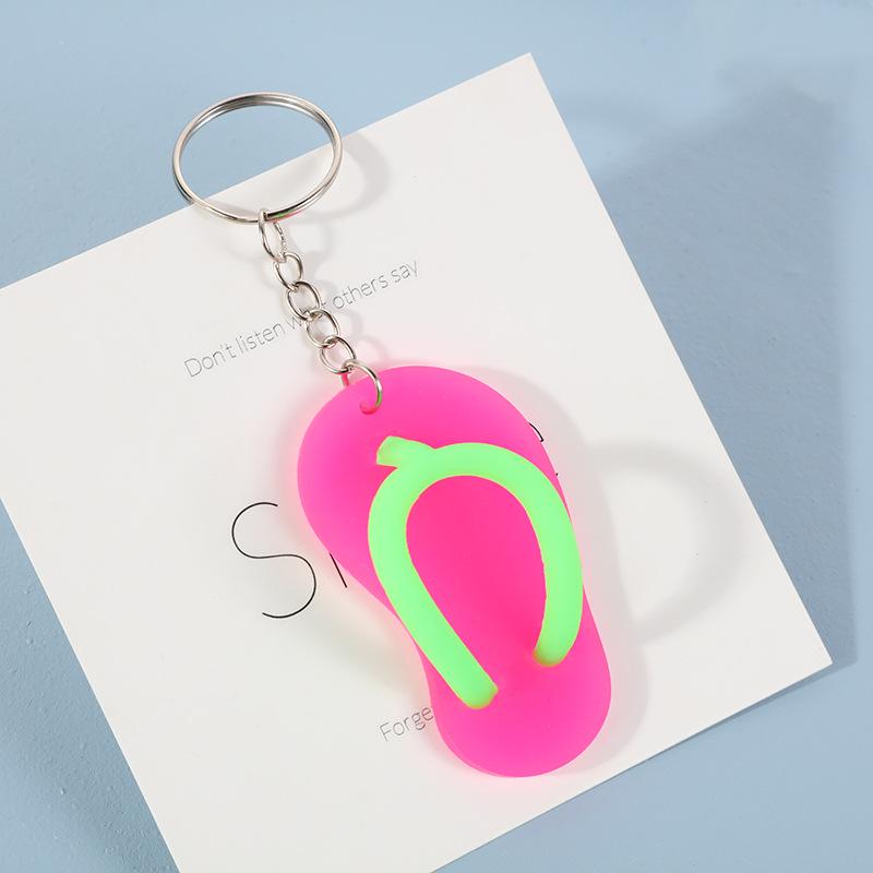Available 3D PVC Soft Rubber Flip-Flop Bag Pendant Keychain