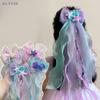 {YY28} Cute Mermaid Headwear Children's Princess Bow Hairpin Girls' Floating Yarn Braided Hair Clip Maiden Hair Accessory