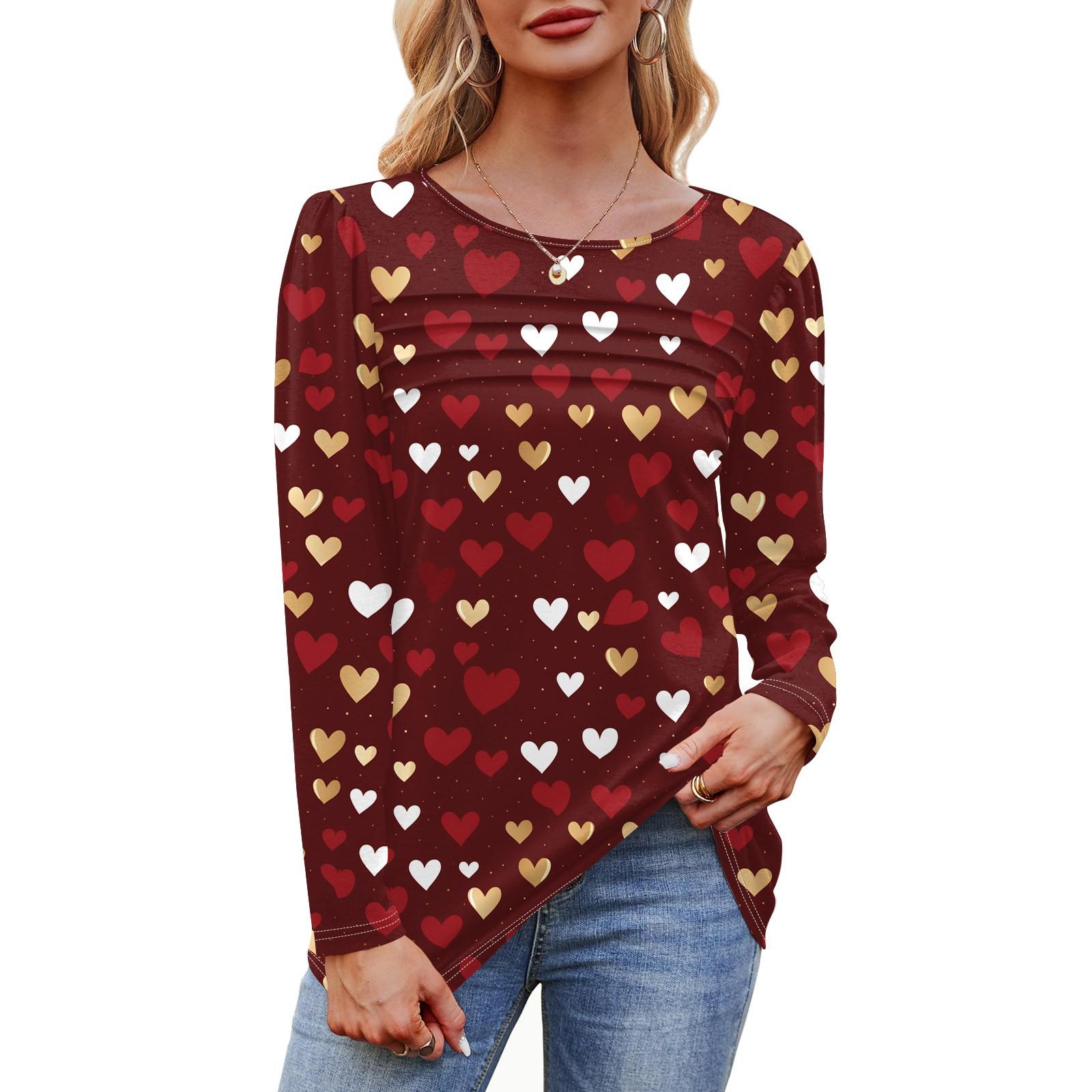 

Женский свободный повседневный топ с круглым вырезом и длинными рукавами, модный топ M винный