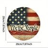 8 Inch Round Metal Tin Sign American Flag Wall Decor for Home Yard