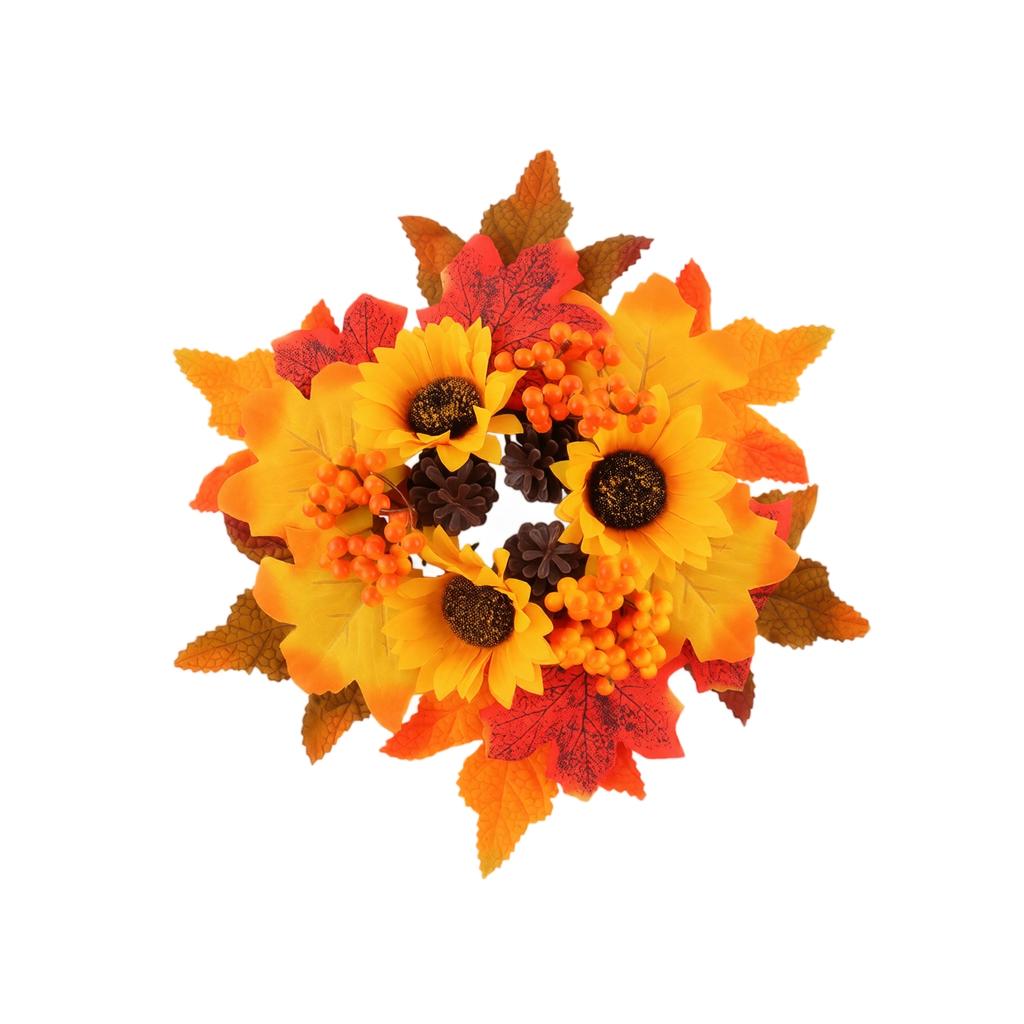 Artificial Maple Leaf Door Wreath with Berries and for Fall and Christmas Decorations