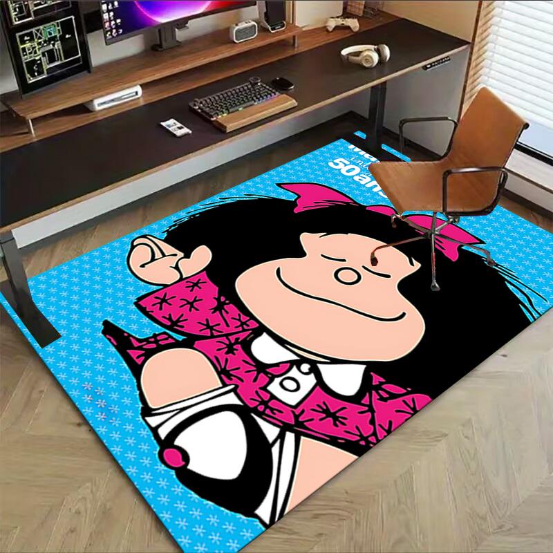 1pc Mafaldas Blue Star Shirt Carpet for Playroom Bedroom Living Room Sofa Home Decor,kids Game Area Rug Non-slip Floor Mat Y73035