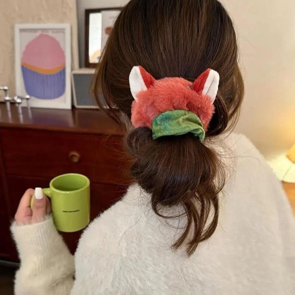 

Fox Nick & Judy Crazy Animals Plush Hair Tie for Women - Cartoon Rubber Band