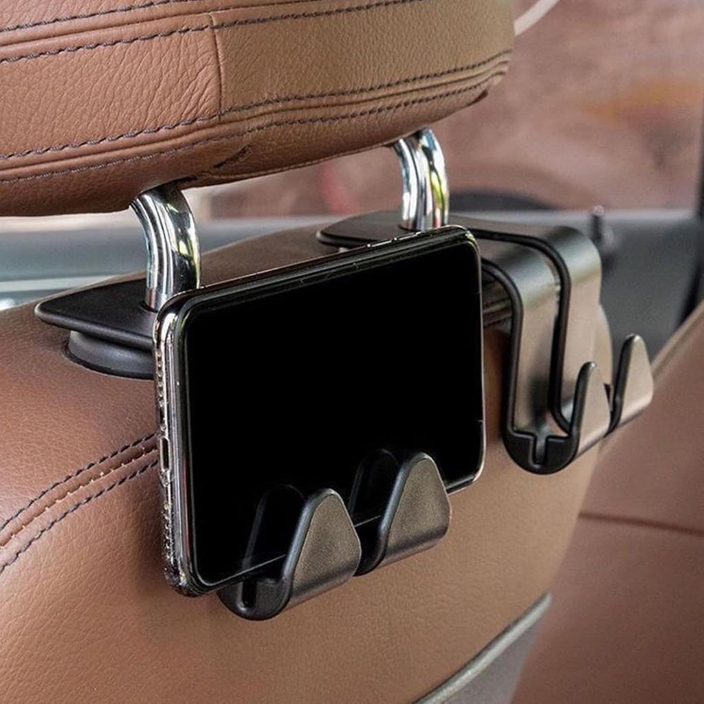 2 Pcs Heavy Duty Seat Back Hook Organizer, Multi-Purpose Car Hanger for Purses, Snacks & Umbrellas, Universal Fit