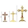 Golden Cross Ornaments Double-sided Tape Metal Statues Creative Handicrafts Oil Droped Colors Car Ornaments Christ On The Stand
