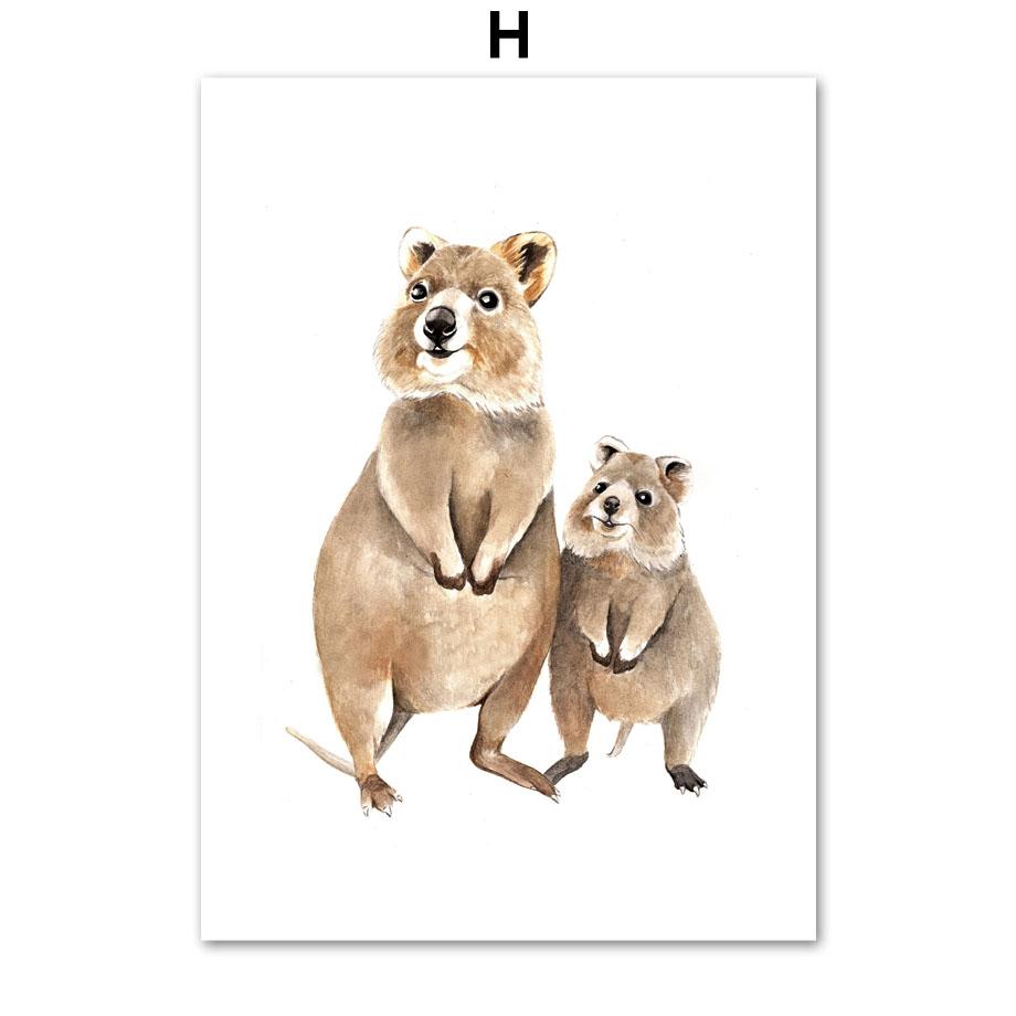 

Акварельный постер с животными Коала Птица Кенгуру Утконос Детская настенная живопись Печать на холсте Настенные картины Декор для детской комнаты 21X30cm No Framed