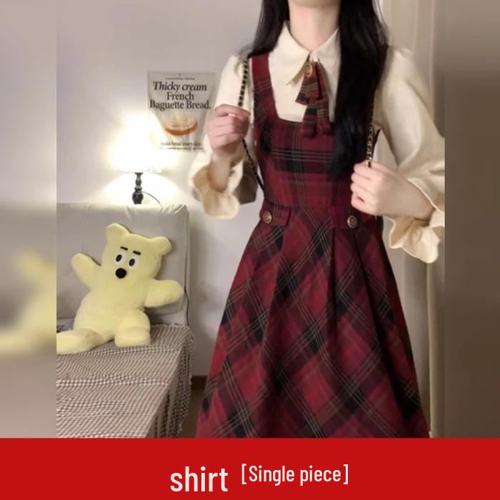 

Women s 2025 Red Suspender Battle Robe Dress for Autumn/Winter L