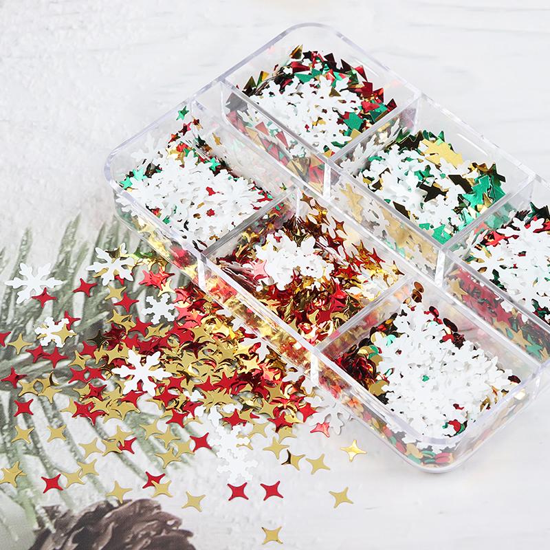 Snowflake Nail Art Flakes Slice Decoration Acrylic 3D Design Manicure Accessory For Mix Christmas Nails Charms Sequins Tips Kit