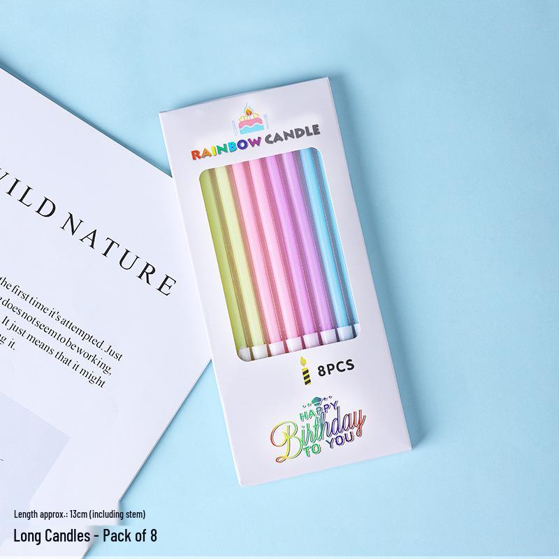 Colorful Long Stick Birthday Cake Candle Decorations for Kids