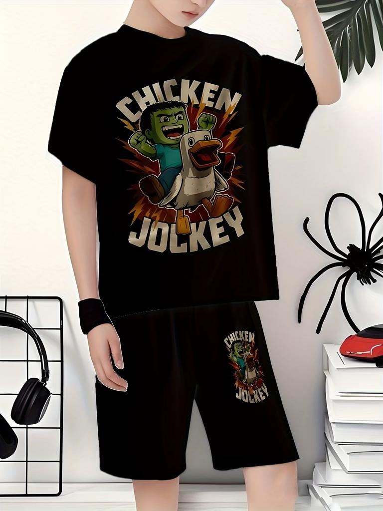 Summer New Casual D Printing Short-sleeved Suit Y Children's Suit Cartoon Letter New