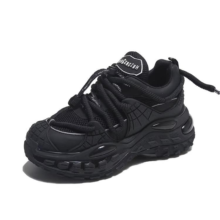 

Новинка в кроссовках весна-осень сетчатая женская обувь белые туфли на платформе с толстым каблуком университетская обувь для девочек женские кроссовки 2024 40 чёрный