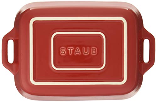 Staub "Cherry Rectangular Dish" 20 x 16 cm, Ceramic Gratin Dish, Oven and Microwave Safe [Official Japanese Product] Dish 40508-585