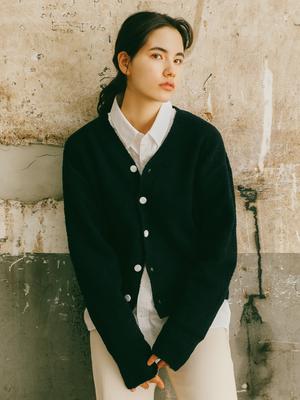 Soft Boucle Cardigan Navy