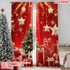 Set aus 2 flach bedruckten Weihnachtsvorhängen Bäume Geschenke Vielseitig Polyester Ohne Strom Frühling Gold Gefertigt