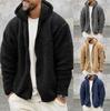 Men's Autumn and Winter Solid Color Warm Hooded Jacket Youth Loose Soft and Comfortable Sweatshirt