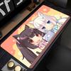 Gaming Mouse Pad Large Desk Mat Antislip Stitched Edges Chibi Cat Girl Print Warm Tone Waterproof Mat for Home Use