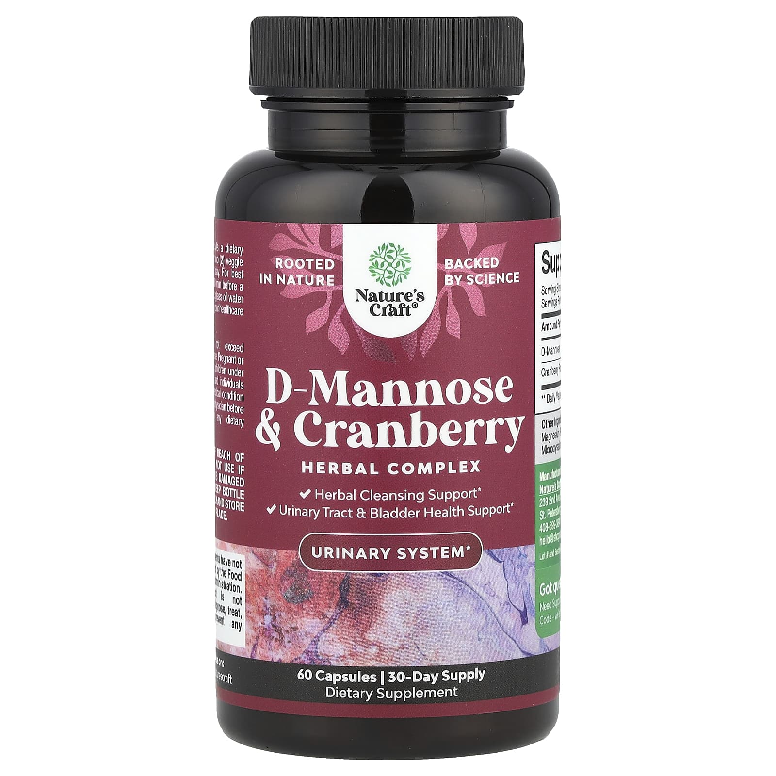 

Nature S Craft, D-Mannose & Cranberry, 60 Capsules