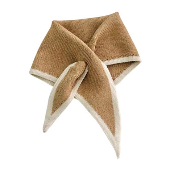Women Scarf Patchwork Color Piercing Wrapped Short Scarf Fake Collar Winter Outdoor Cycling Wrap Around Scarf