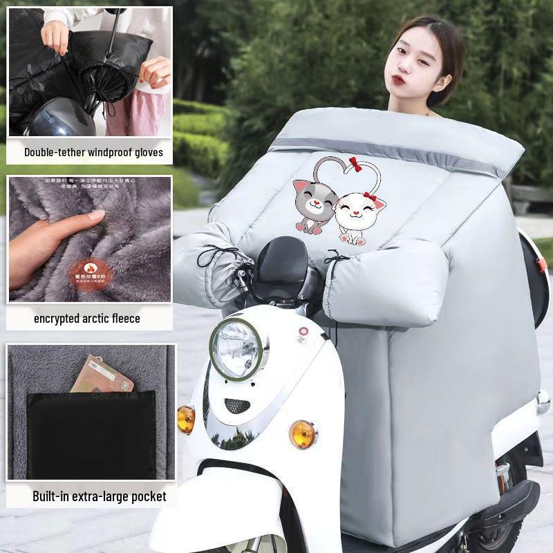 Extra Large Electric Vehicle Windshield & Motorcycle Knee Pads - Fleece Lined, Waterproof, Windproof & Battery Heated