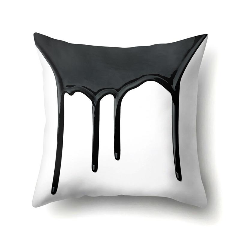 Polyester Pillow Case Car Decoration Home Printed Black and White Geometric Car Cushion Head Cushion Cover